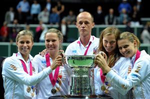 Siegerteam 2012:  Hlavackova, Hradecka, Kapitän Petr Pala, Kvitova und Safarova (v.l).