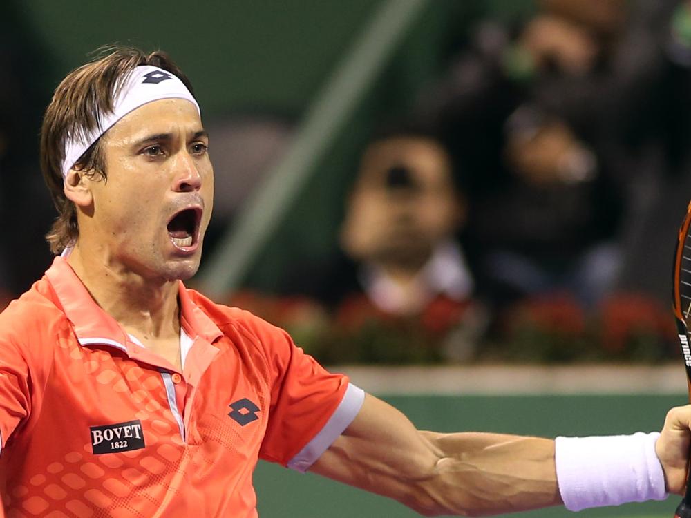 David Ferrer freut sich über seinen Triumph in Doha