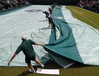 Wimbledon-Wetter und Regenplanen in Stuttgart