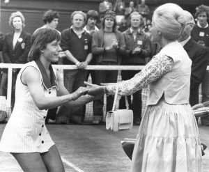 7th July 1978:  The Duchess of Kent congratulates Czech-born tennis player Martina Navratilova on her first win at Wimbledon, beating Chris Evert (Chris Lloyd) of the USA.  (Photo by Central Press/Getty Images)