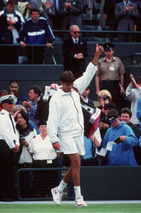 UNITED KINGDOM - JULY 03:  TENNIS: WIMBLEDON 1997, 03.07.97, Michael STICH jubelt ueber seinen Halbfinaleinzug  (Photo by Bongarts/Getty Images)