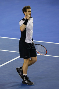 MELBOURNE, AUSTRALIA - JANUARY 29:  Andy Murray of Great Britain celebrates winning his semi final match against Milos Raonic of Canada during day 12 of the 2016 Australian Open at Melbourne Park on January 29, 2016 in Melbourne, Australia.  (Photo by Jack Thomas/Getty Images)