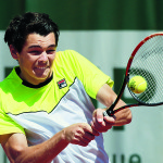 USA's Taylor Harry Fritz  hits a return to Tommy Paul compatriot during the Boy's single final of the French tennis Open, on June 6, 2015 at the Roland Garros stadium in Paris. AFP PHOTO / PATRICK KOVARIK        (Photo credit should read PATRICK KOVARIK/AFP/Getty Images)