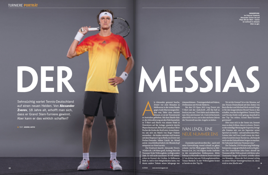 tennis MAGAZIN 4/2016: Porträt Alexander Zverev