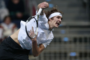 HANOVER, GERMANY - MARCH 04:  Alexander Zverev of Germany in action in his match against Tomas Berdych of Czech Republic during Day 1 of the Davis Cup World Group first round between Germany and Czech Republic at TUI Arena on March 4, 2016 in Hanover, Germany.  (Photo by Oliver Hardt/Bongarts/Getty Images)