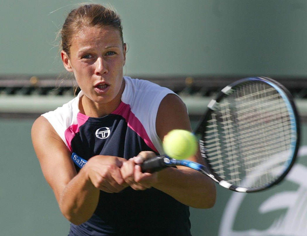 Jana Kandarr of Germany hits a backhand against Ta