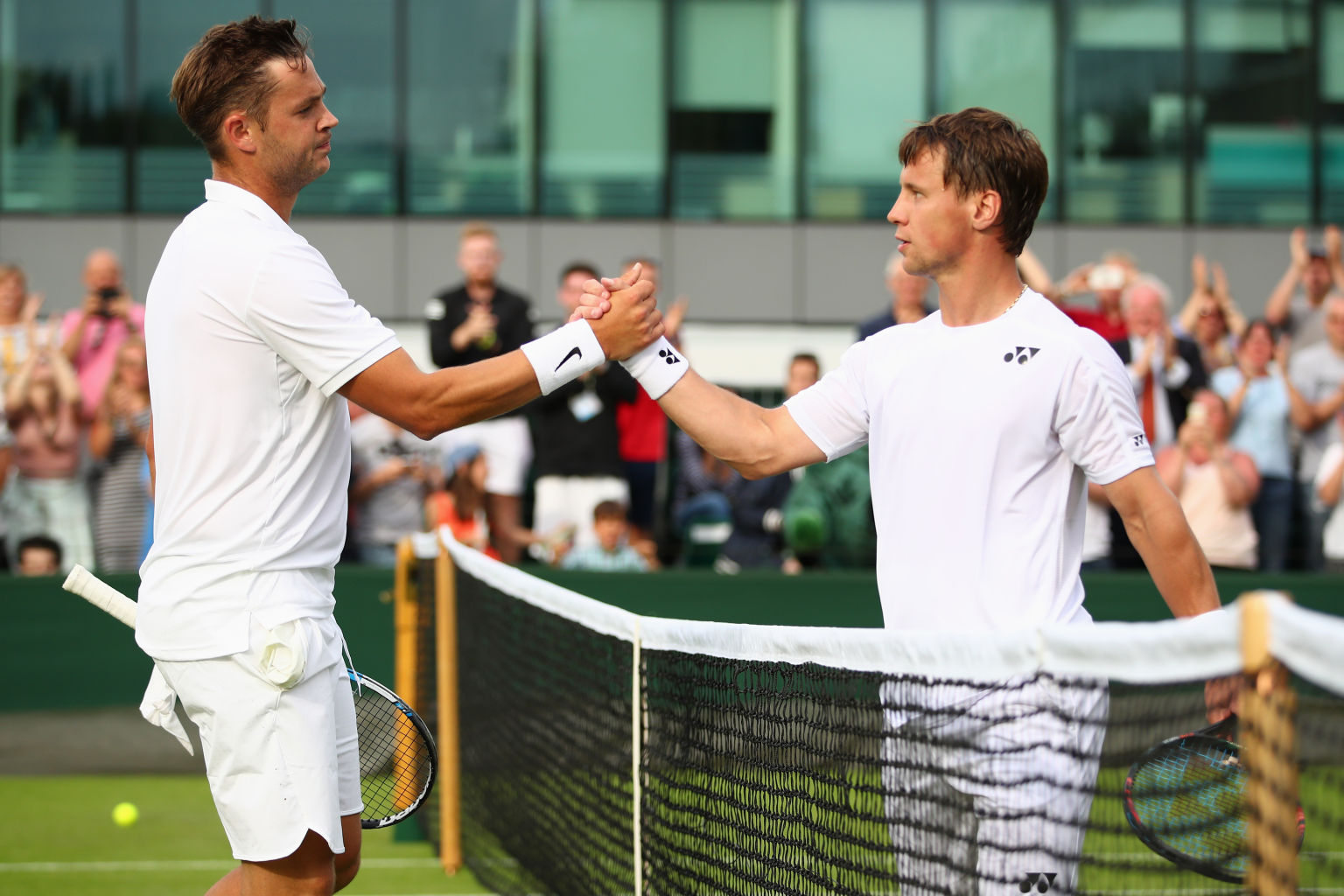 Marcus Willis und Ricardas Berankis nach ihrem Erstrundenmatch.