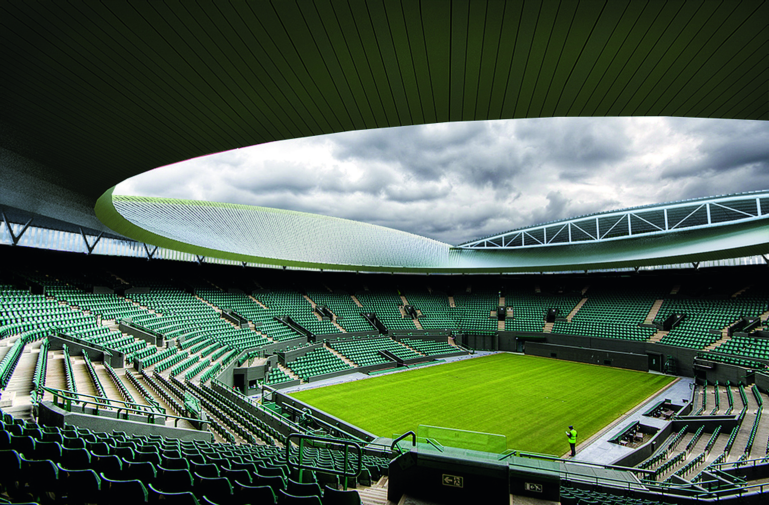 Neues Dach: Nach dem Centre Court wird auch Court 1 mit einem Schiebedach versehen, wie hier in der Fotomontage dargestellt. 