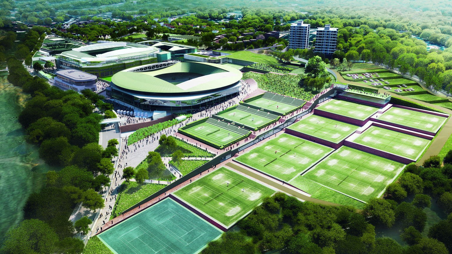 Wimbledon Master Plan - overview of north area, artists impression
