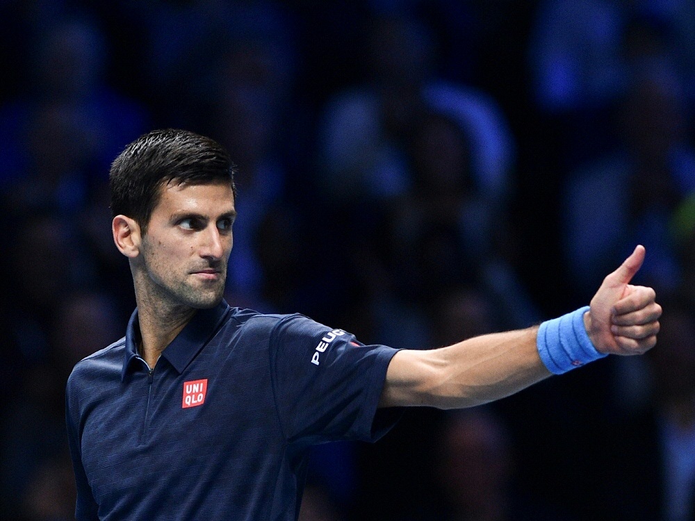 Novak Djokovic feiert Sieg gegen David Goffin