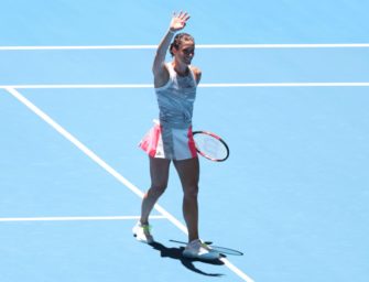 Andrea Petkovic beim Davis Cup-Doppel als TV-Expertin