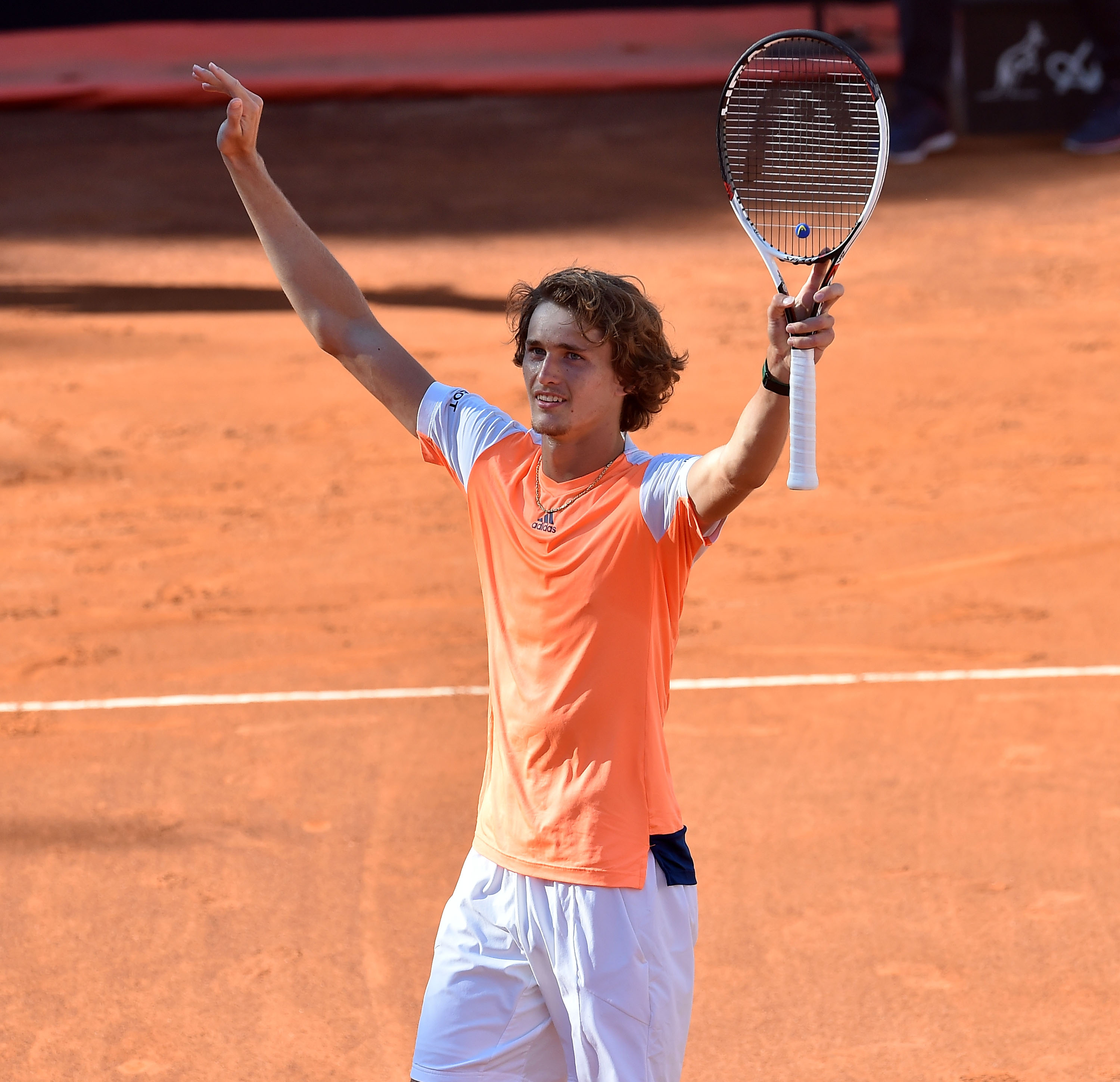 ROME, ITALY - MAY 21: Alexander Zverev of Germany celebrates after winning the ATP Singles Final match between Alexander Zverev of Germany and Novak Djokovic of Serbia during The Internazionali BNL d'Italia 2017 - Day Eight at Foro Italico on May 21, 2017 in Rome, Italy. (Photo by Giuseppe Bellini/Getty Images)