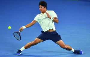 Hyeon Chung Hyeon im Australian Open-Halbfinale gegen Roger Federer.(Photo credit should read PETER PARKS/AFP/Getty Images)