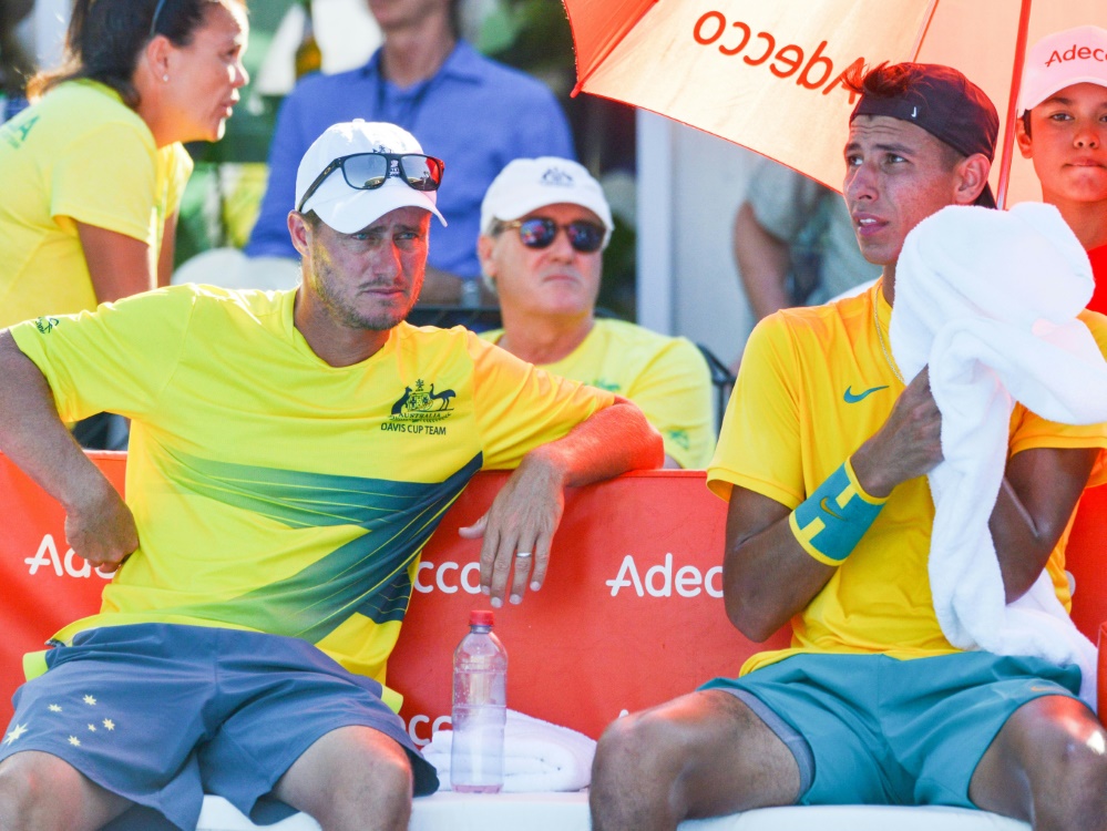 Australiens Kapitän Lleyton Hewitt mit Alexei Popyrin