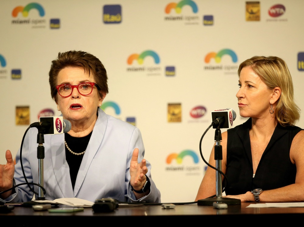 Billy Jean King (links) mit Chris Evert.
