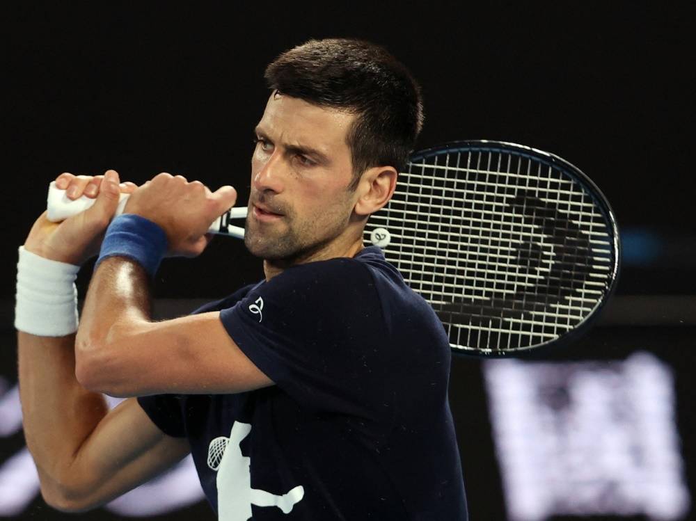 Tennisstar Novak Djokovic beim Training in Melbourne