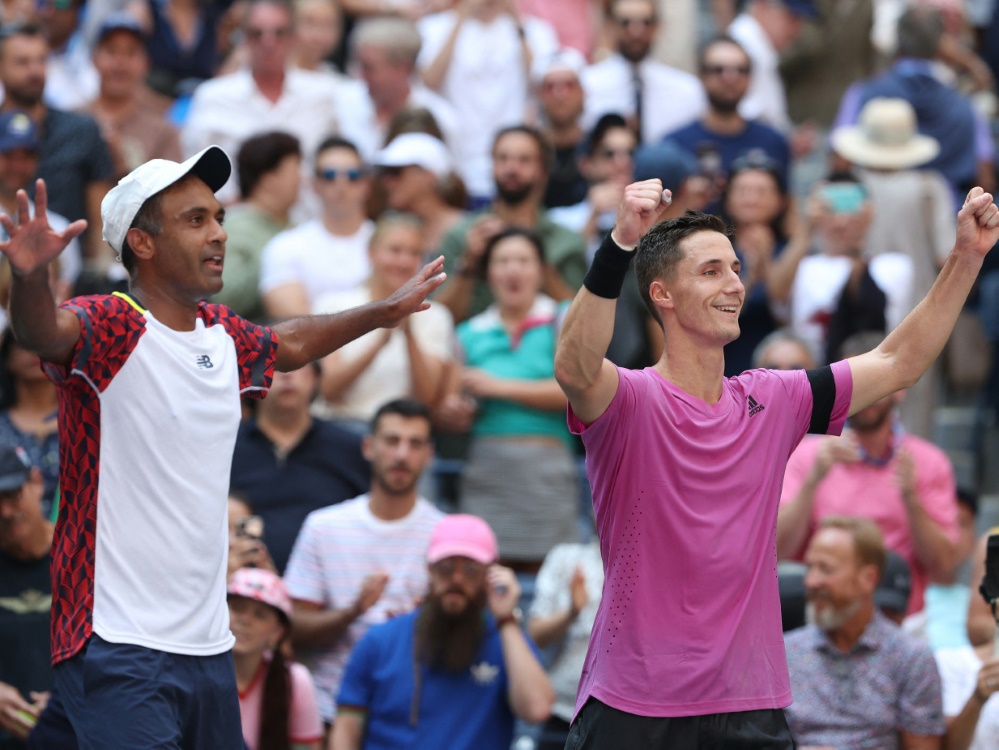 Ram (l.) und Salisbury feiern ihren US-Open-Sieg