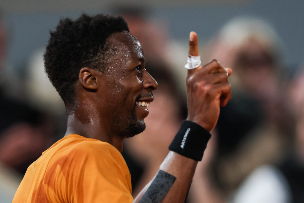 2023 French Open – Day Three Gael MONFILS (FRA) in action during his match against Sebastian BAEZ (ARG) on Philippe-CHAT