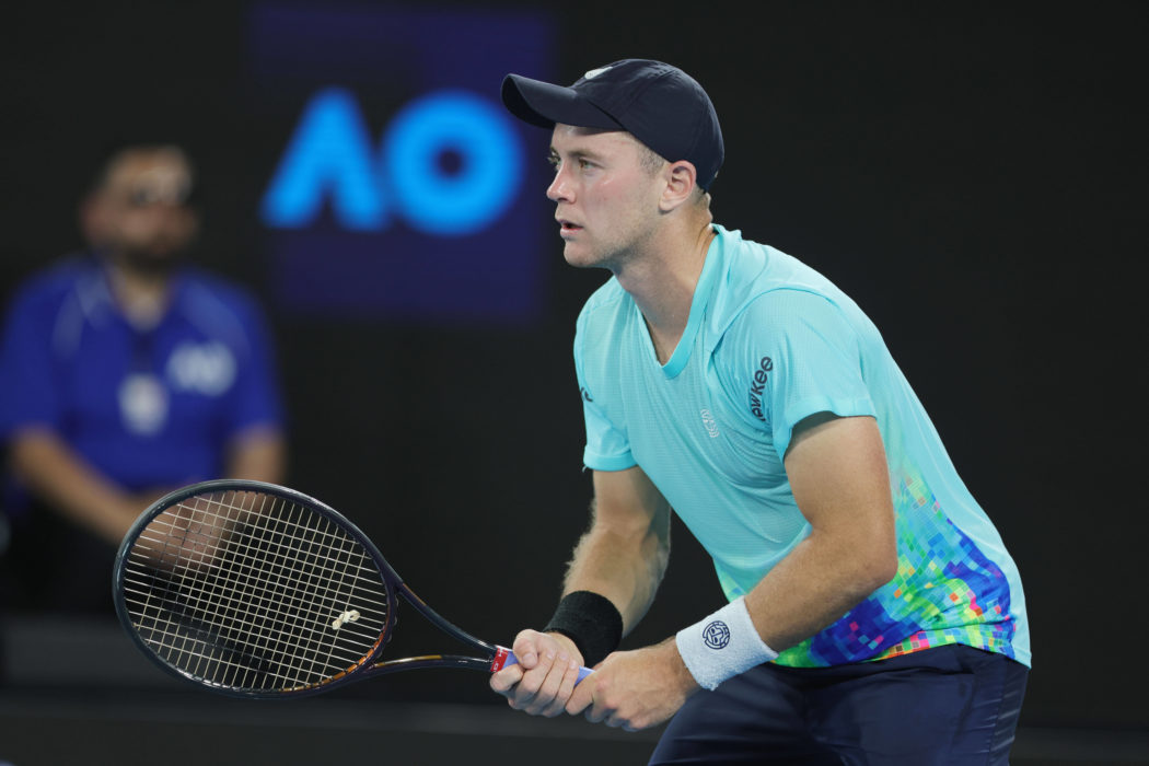 Dominik Köpfer, GER, during first round of 2024 Australian Open in Melbourne, 16/01/2023; – *** Dominik Köpfer, GER, dur