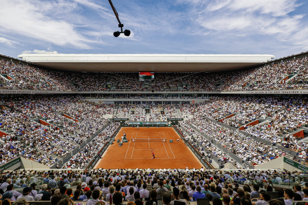 French Open Feature, Court Philippe-Chatrier Uebersicht von oben, Halbfinale, Herren Einzel, Carlos Alcaraz (ESP) vs Nov