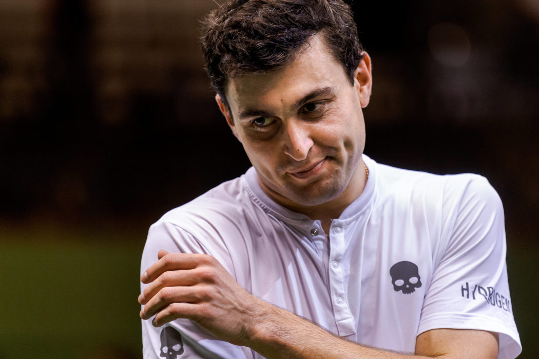 221017 Aslan Karatsev celebrates during the Stockholm Open tennis tournament on October 17, 2022 in Stockholm. Photo: J