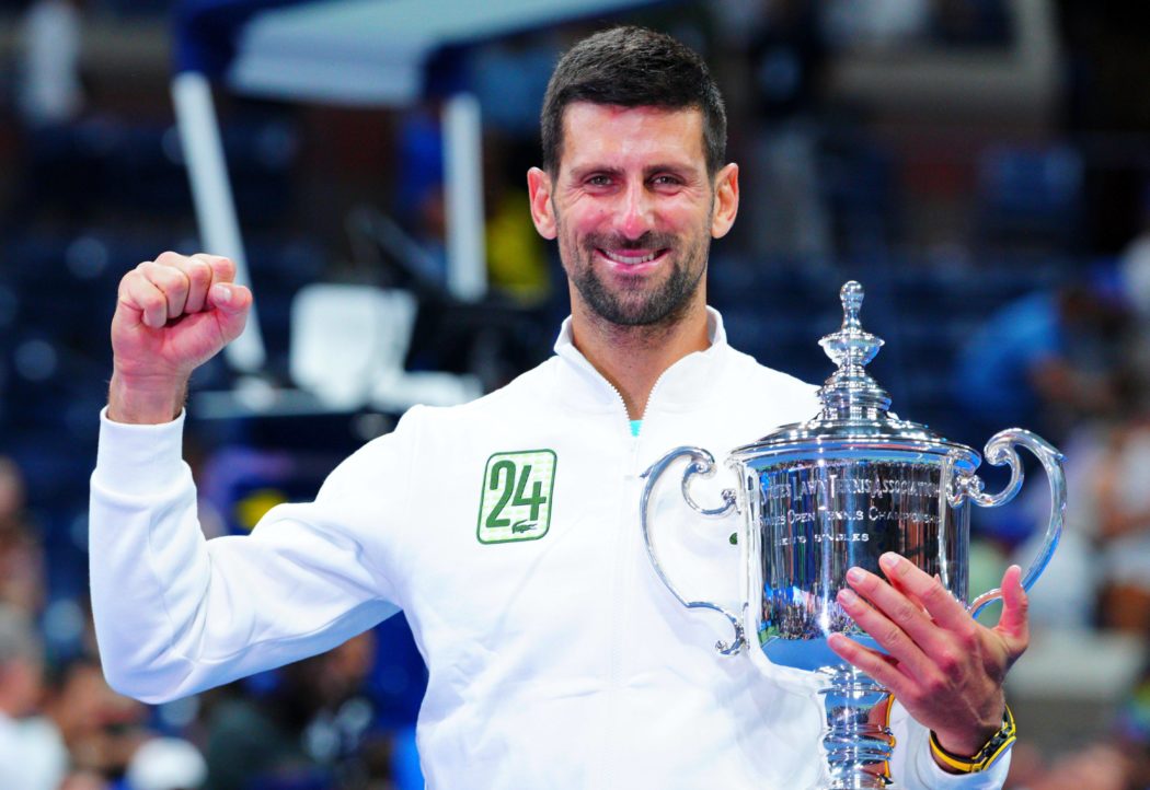 Mandatory Credit: Photo by Javier Garcia/Shutterstock (14086652br) Novak Djokovic with the Men s Singles Trophy, the 24t