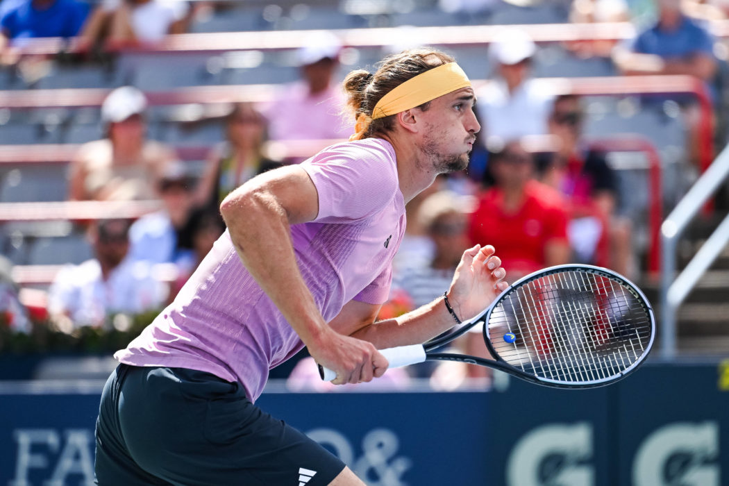 Tennis: National Bank Open-Montreal Aug 11, 2024; Montreal, Quebec, Canada; Alexander Zverev (GER) runs towards the net