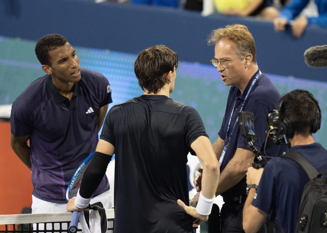 Tennis: Cincinnati Open Aug 16, 2024; Cincinnati, OH, USA; Felix Auger-Aliassime of Canada and Jack Draper of Great Brit