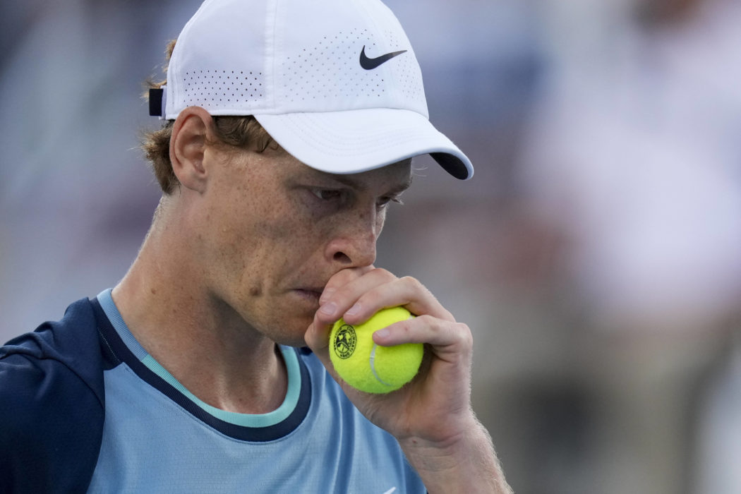 Tennis: Cincinnati Open Aug 19 2024; Cincinnati, OH, USA; Jannik Sinner of Italy resets between serves against Frances T