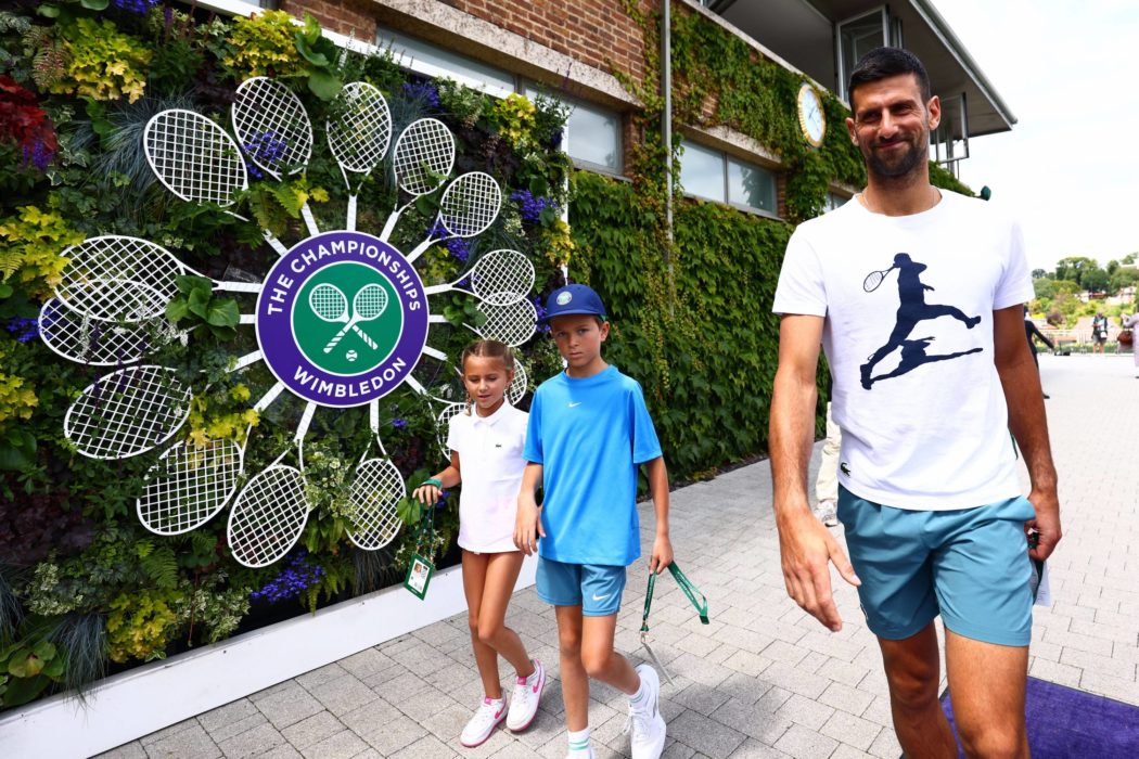 Novak Djokovic with his children Wimbledon Tennis Championships, Day 11, The All England Lawn Tennis and Croquet Club, L