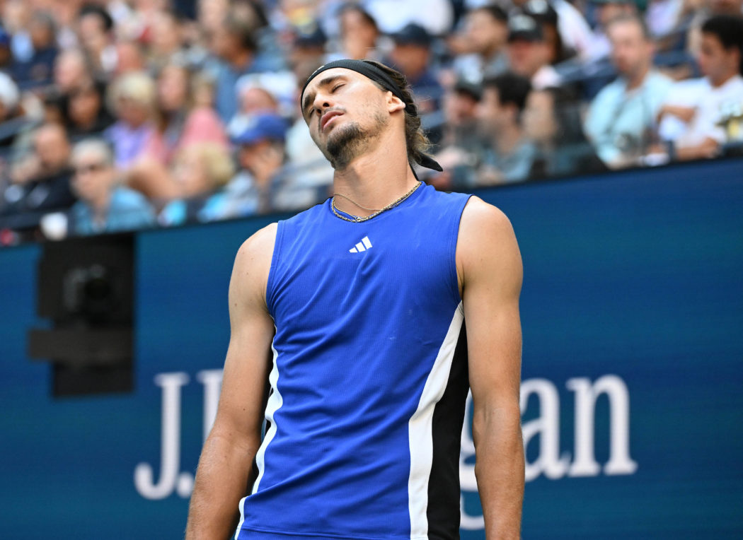 FLUSHING NY- SEPTEMBER 03: **NO NY NEWSPAPERS** Taylor Fritz Vs Alexander Zverev on Arthur Ashe Stadium at the USTA Bill