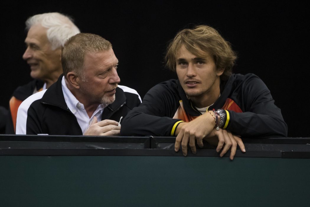 Boris Becker ( Team Deutschland) und Alexander Zverev (Deutschland), Deutschland vs Schweiz, Tennis, Davis Cup by Rakete