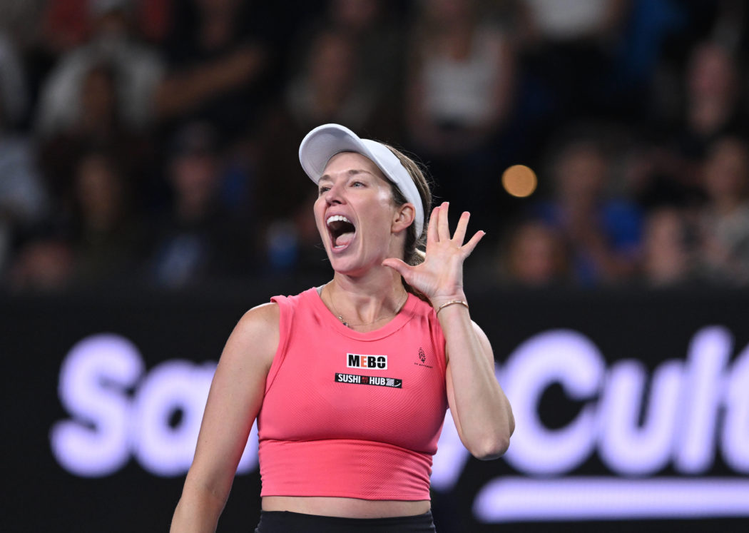 TENNIS AUSTRALIAN OPEN, Danielle Collins of USA reacts to the crowd after winning her round 2 match against Destanee Aia