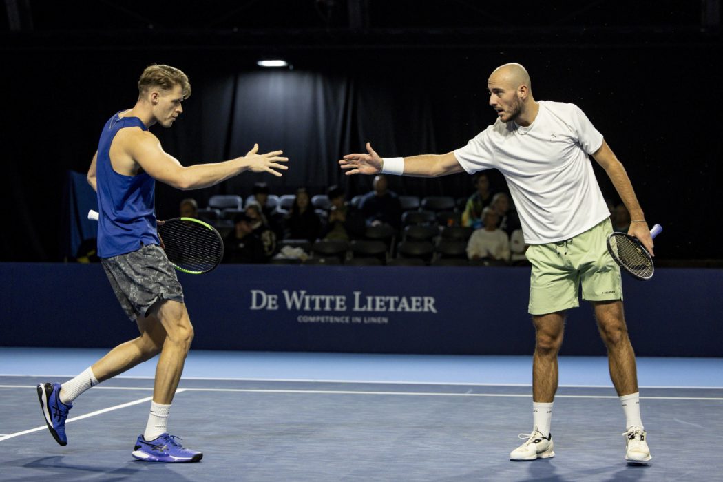 Hendrik Jebens and Constantin Frantzen pictured during a tennis match in the round of 16 of the doubles competition at t