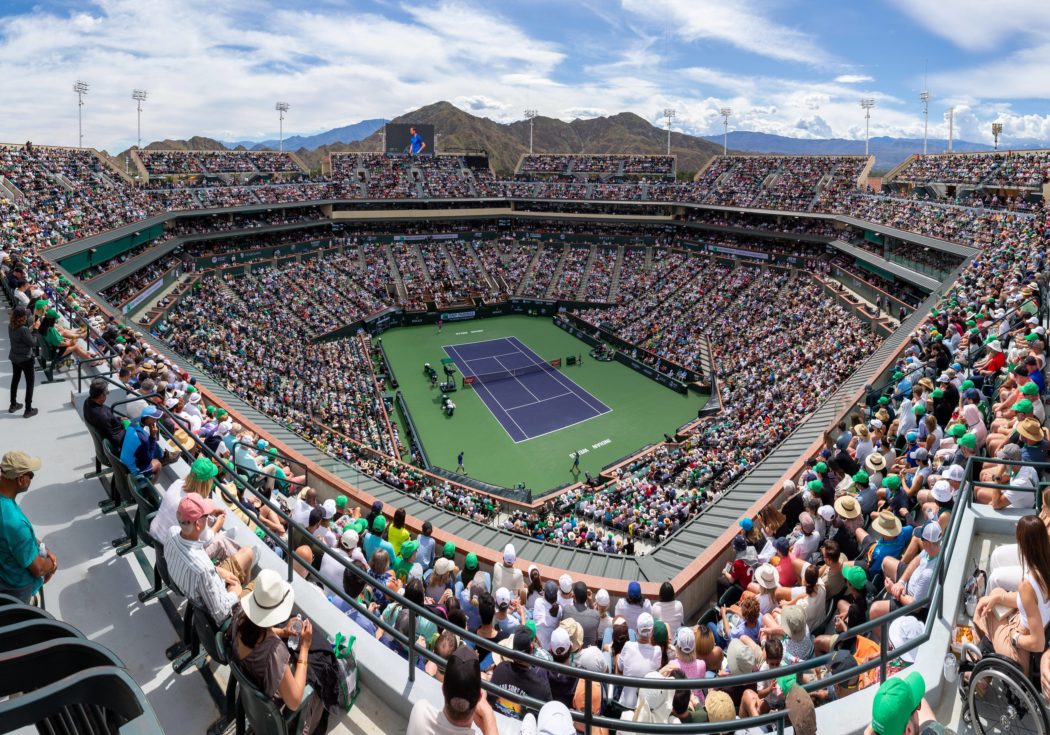 Syndication: Desert Sun A panoramic view of a packed Stadium 1 during the BNP Paribas Open men s finals match between Ca