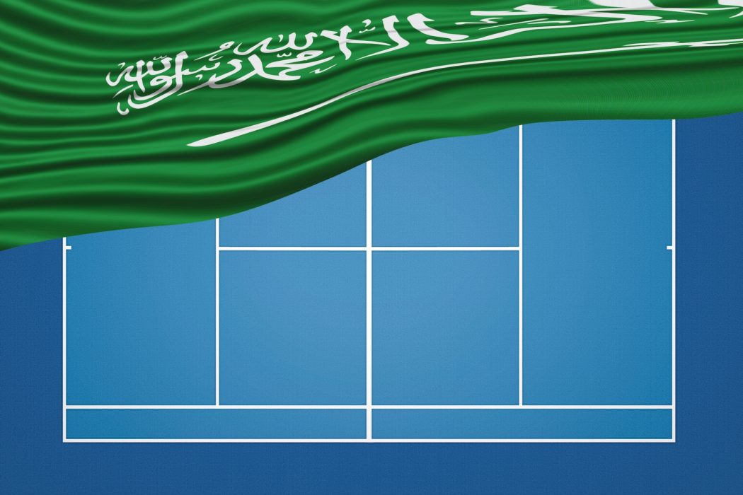 Saudi,Arabia,Wavy,Flag,Tennis,Court,,Hard,Court