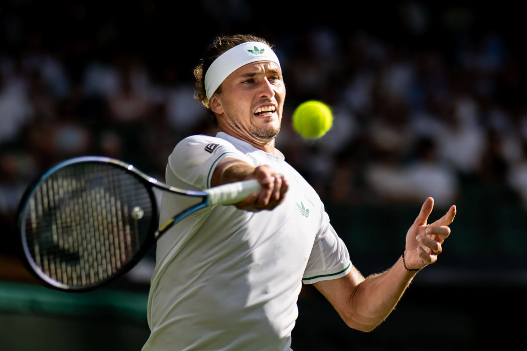 250701 Alexander Zverev of Germany competes in a first round singles tennis match during day 2 of Wimbledon on July 1, 2