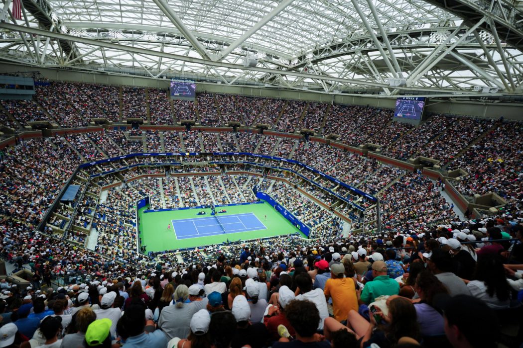 A general view of Arthur Ashe court during the Ladies Singles Final between Aryna Sabalenka and Jessica Pegula under the