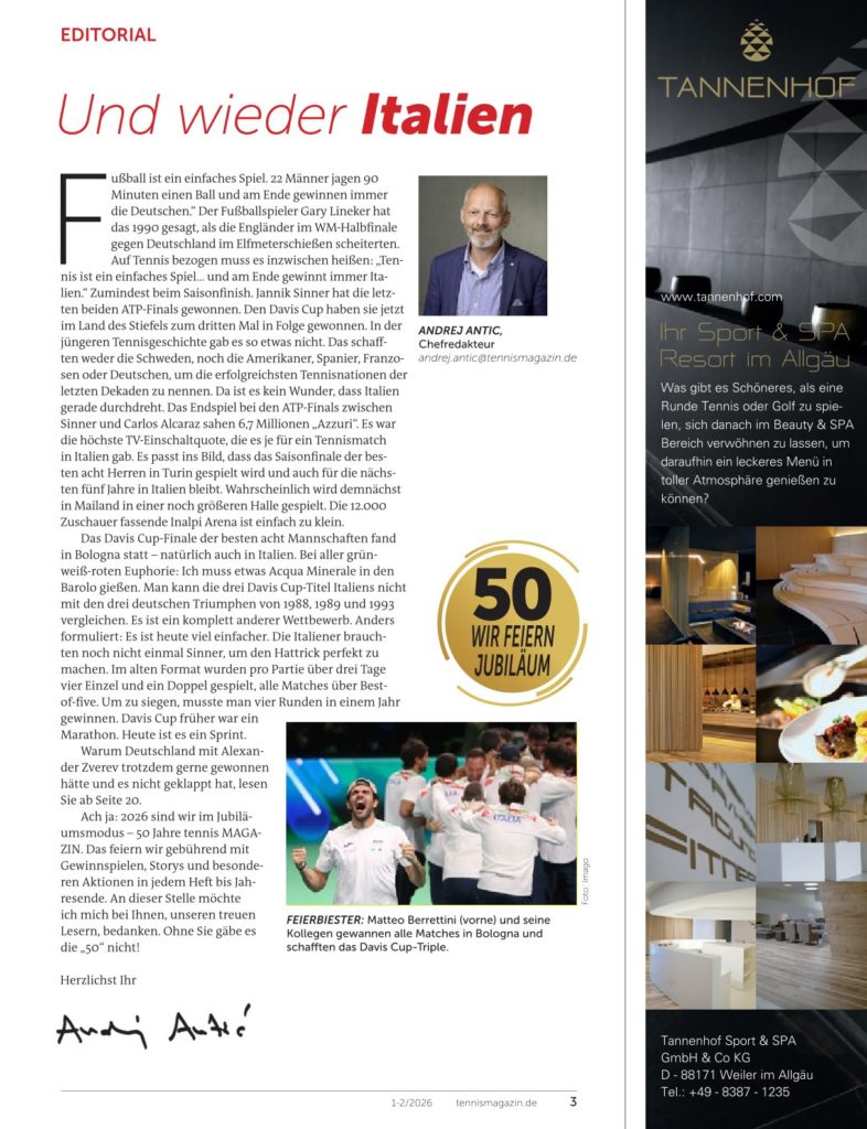 Editorial tennis MAGAZIN