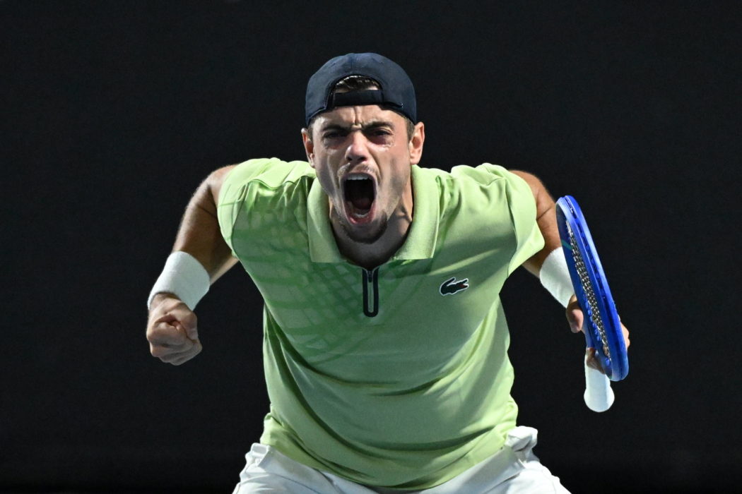 TENNIS AUSTRALIAN OPEN, Arthur Gea of France celebrates winning the Mens 1st round match against Jiri Lehecka of Czech