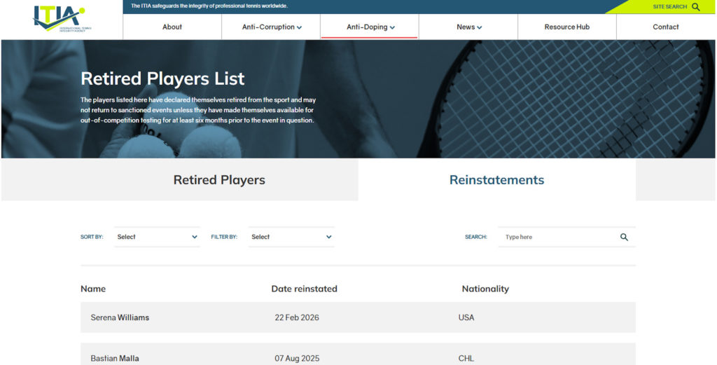 Serena Williams – ITIA