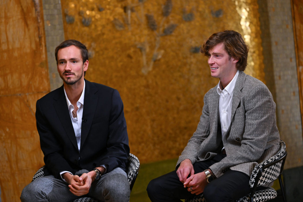 Media Day At 2024 Nitto ATP, Tennis Herren Finals – Turin Daniil Medvedev (RUS) and Andrey Rublev (RUS) during media day