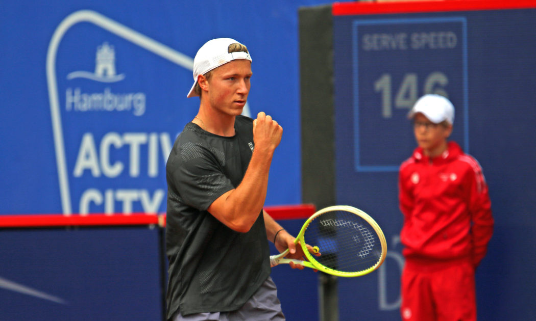 Bitpanda Hamburg Open, ATP, Tennis Herren 500, 2. Runde in der Qualifikation: DTB-Profi Max Schönhaus ballt die Faust na