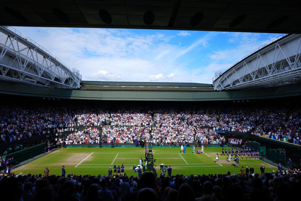 General view of Centre Court after the Ladies Singles final Wimbledon Tennis Championships, Day 13, The All England Lawn